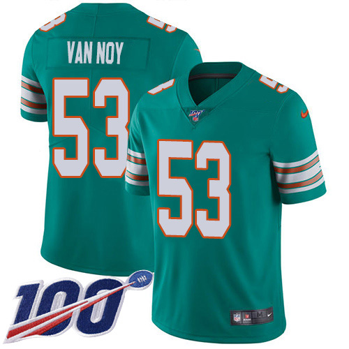 Nike Miami Dolphins 53 Kyle Van Noy Aqua Green Alternate Youth Stitched NFL 100th Season Vapor Untouchable Limited Jersey